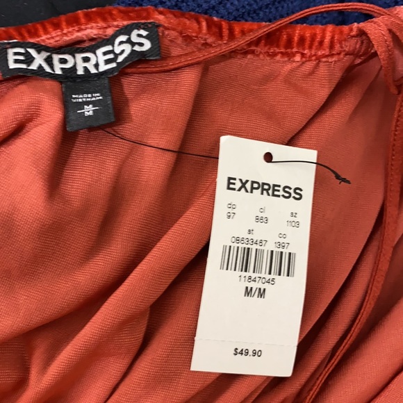 Express Red-Orange Velvet Strappy Wrap Camisole - Picture 13 of 14